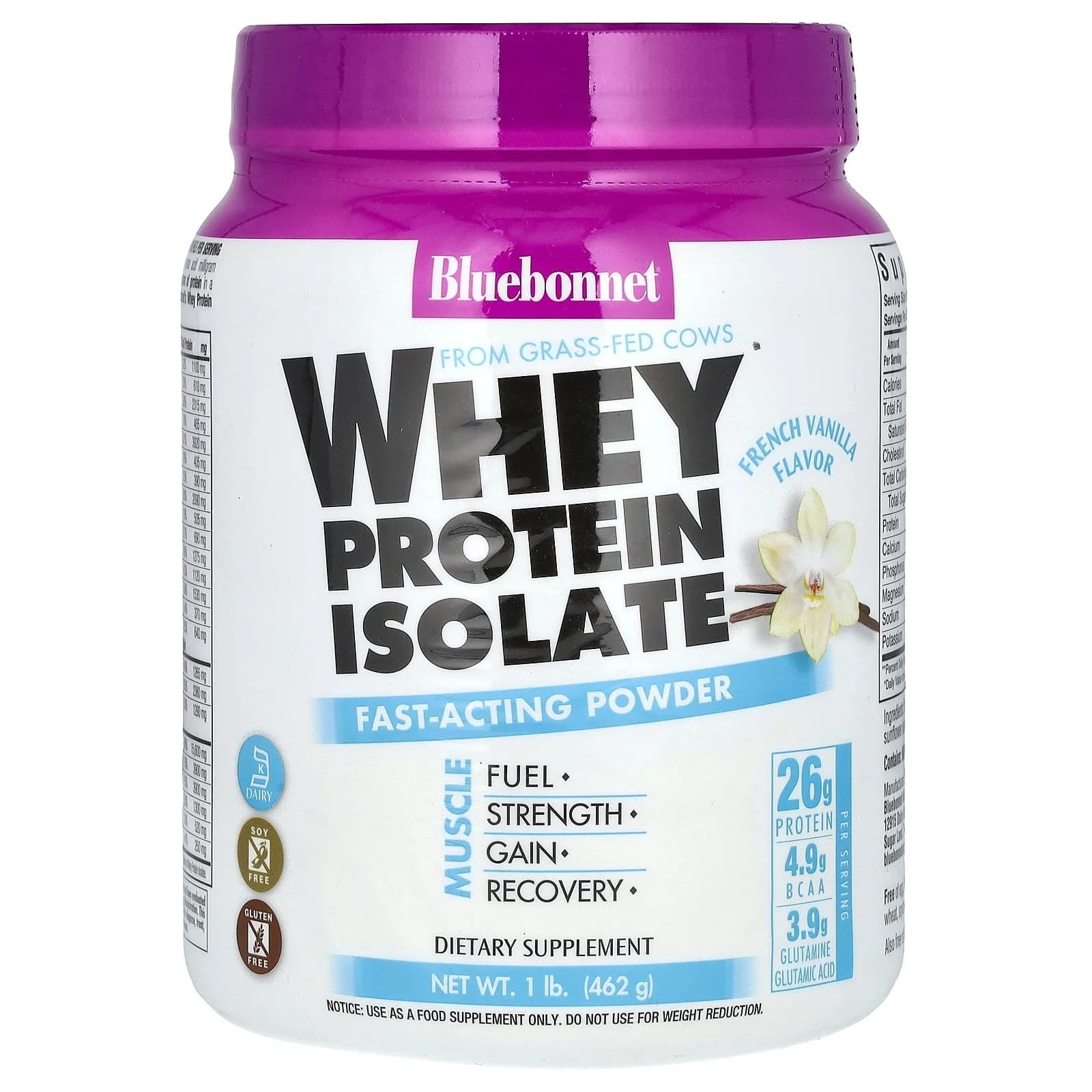 Bluebonnet Whey Protein Isolate Powder, French Vanilla, 1 lb