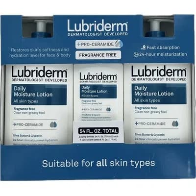 Lubriderm Daily Moisture Fragrance-Free Body Lotion, 3-Pack