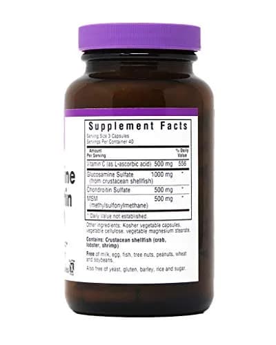 Bluebonnet Nutrition Glucosamine Chondroitin Plus MSM, Gluten-Free & Dairy-Free, 120 Count