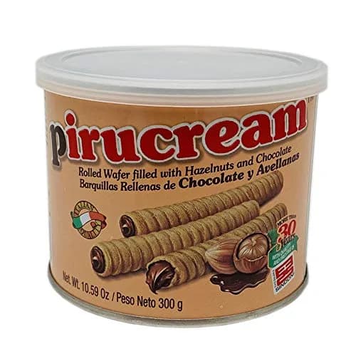 Pirucream Barquillos Rellenos de Crema de Chocolate y Avellana, 10.59 oz