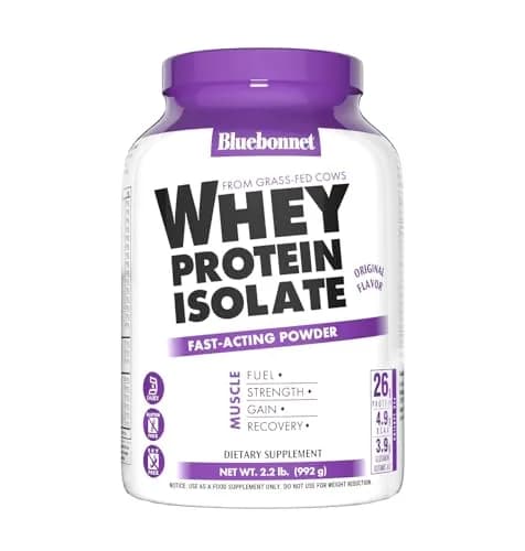 Bluebonnet Whey Protein Isolate, Original Unflavored, 2.2 lbs (32 Servings)