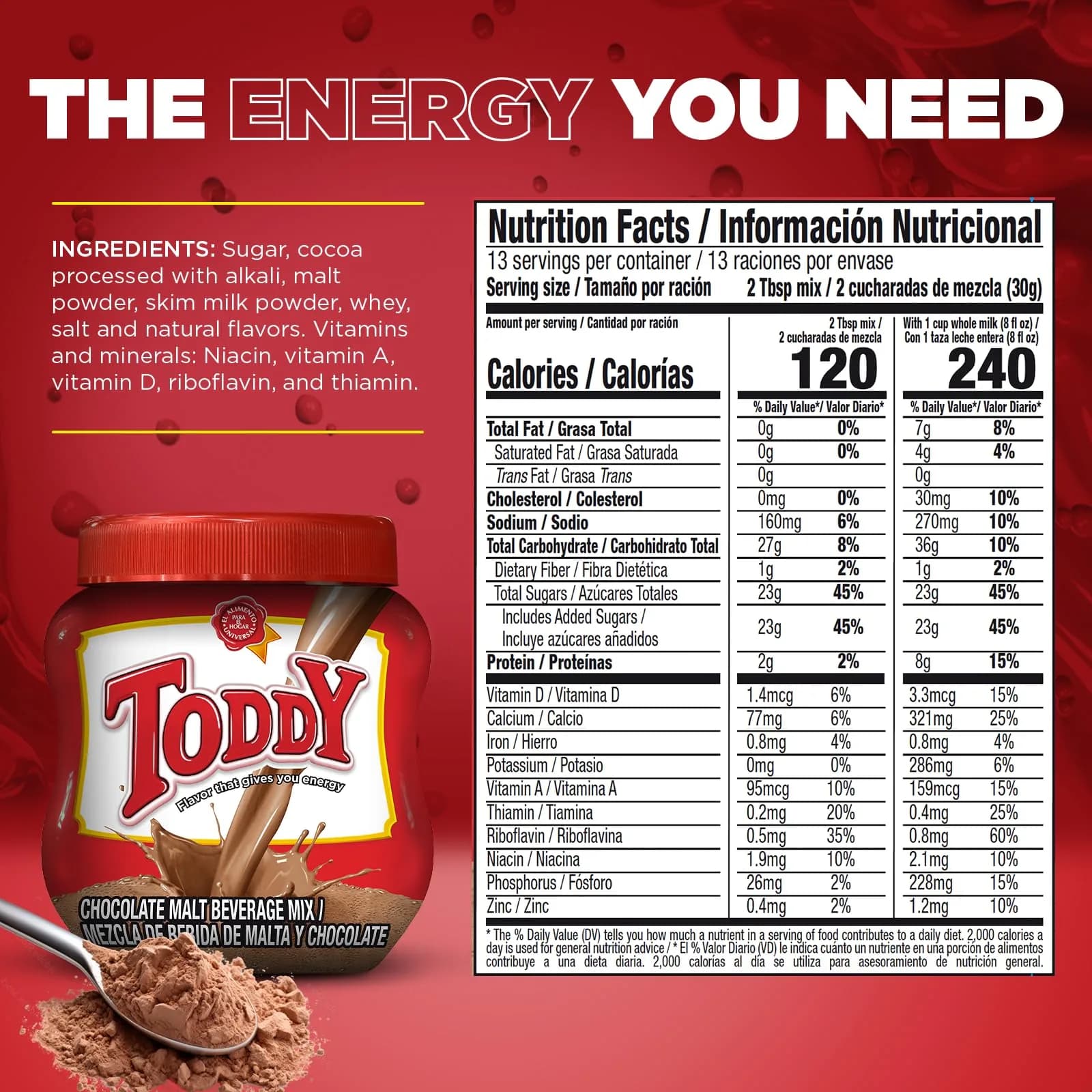 Toddy Mezcla en Polvo para Bebida de Chocolate, 14 oz
