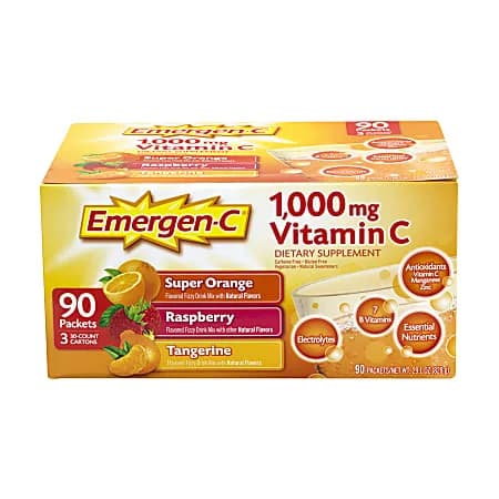 Emergen-C 1,000 mg Vitamina C en Polvo Variedad, 90 Sobres