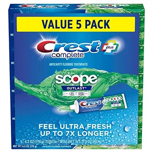 Crest Complete + Scope Outlast Ultra Fluoride Toothpaste (6.3 oz, 5 Pack)