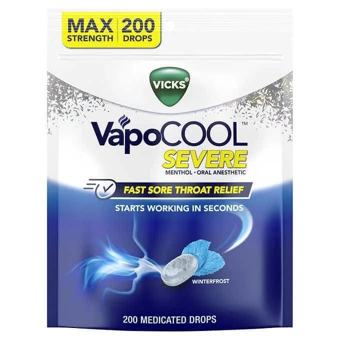 Vicks VapoCOOL Severe Pastillas para la Garganta WinterFrost, 200 Unidades