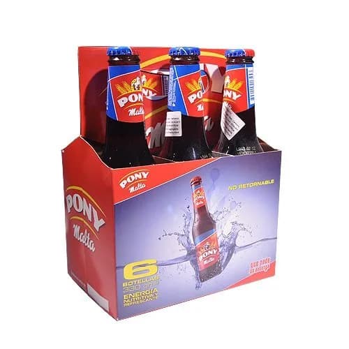Pony Malta Bebida de Malta Sin Alcohol, 11.1 oz (Paquete de 6)