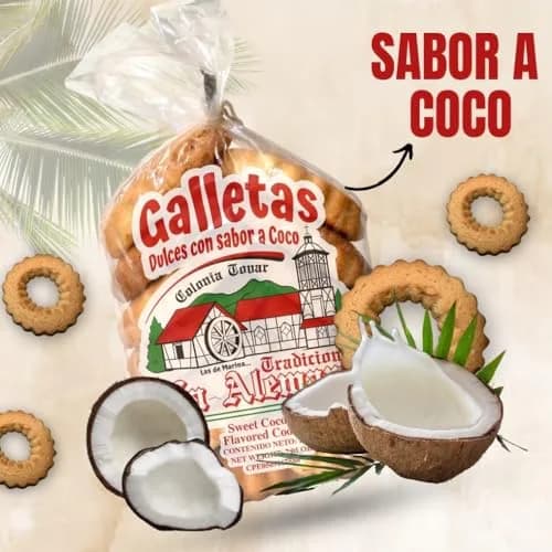 Tradiciones La Alemana Galletas Sabor Coco de la Colonia Tovar, Venezuela, 7.05 oz