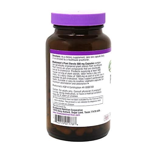 Bluebonnet Plant Sterols 500 mg Vegetable Capsules, 90 Count