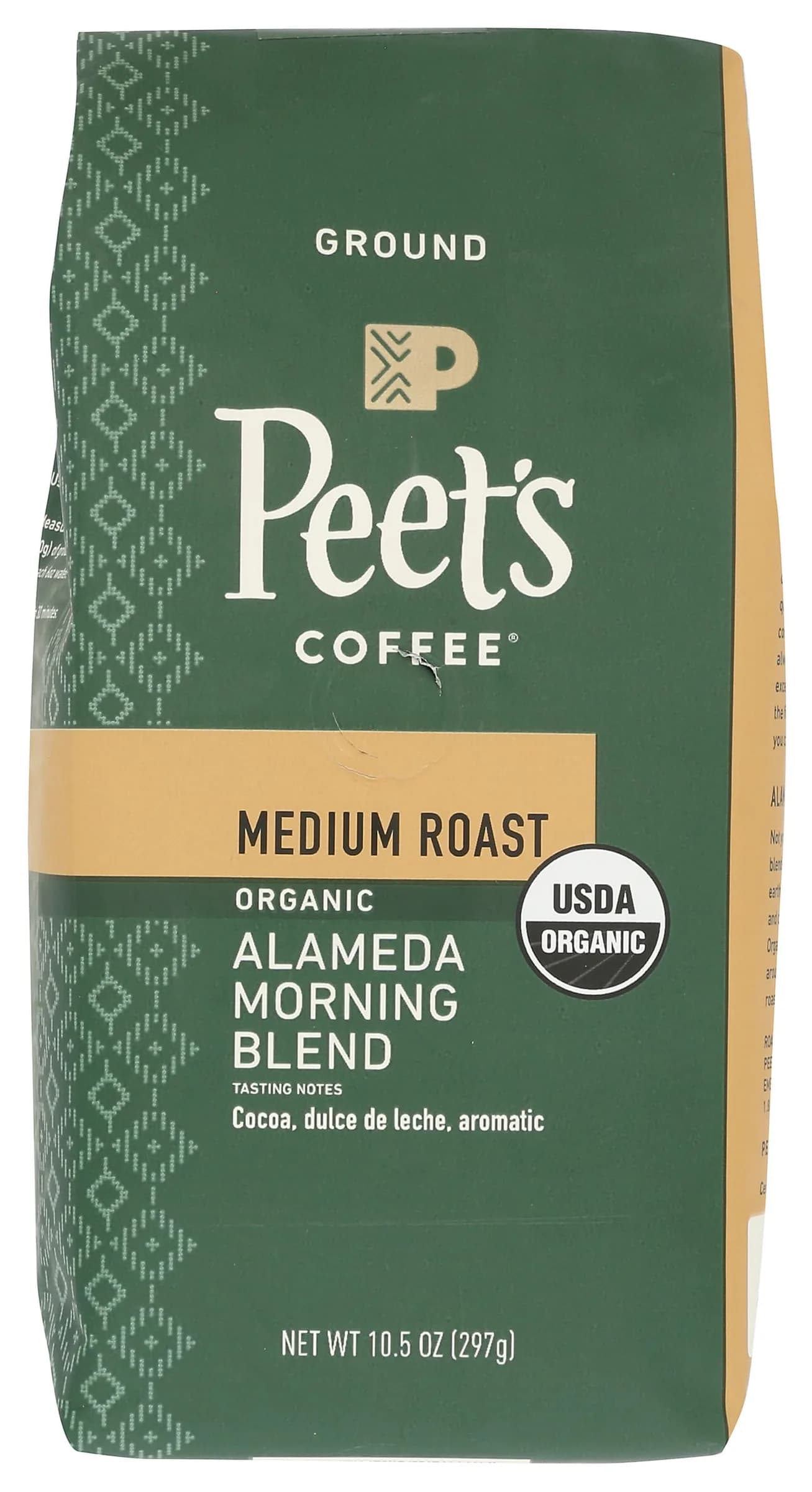 Peet's Coffee Organic Alameda Morning Blend Medium Roast Ground Coffee, 10.5 oz (2-Pack)