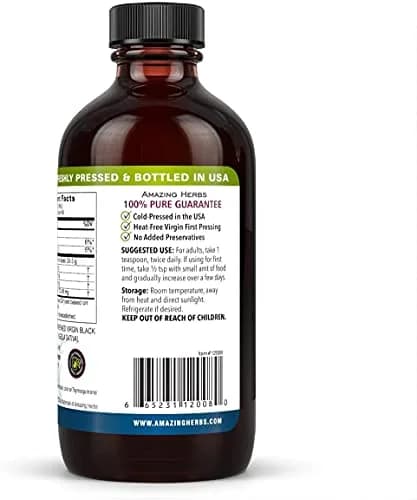 Amazing Herbs Aceite de Comino Negro 100% Puro Prensado en Frío