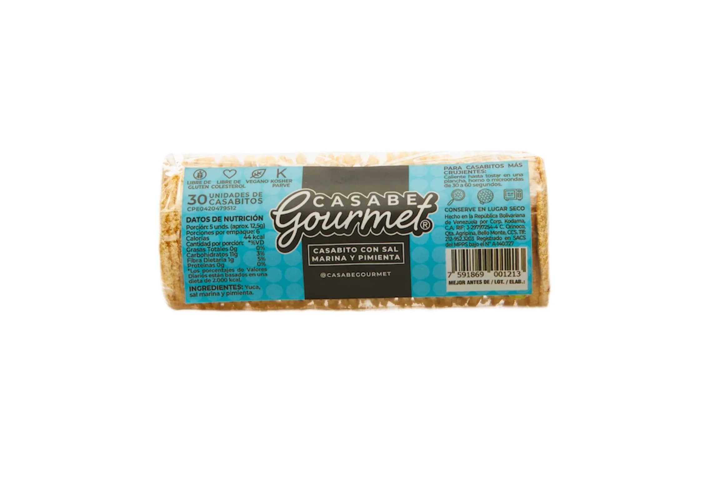 Galletas de Casabe Casabito Gourmet, Sal Marina y Pimienta