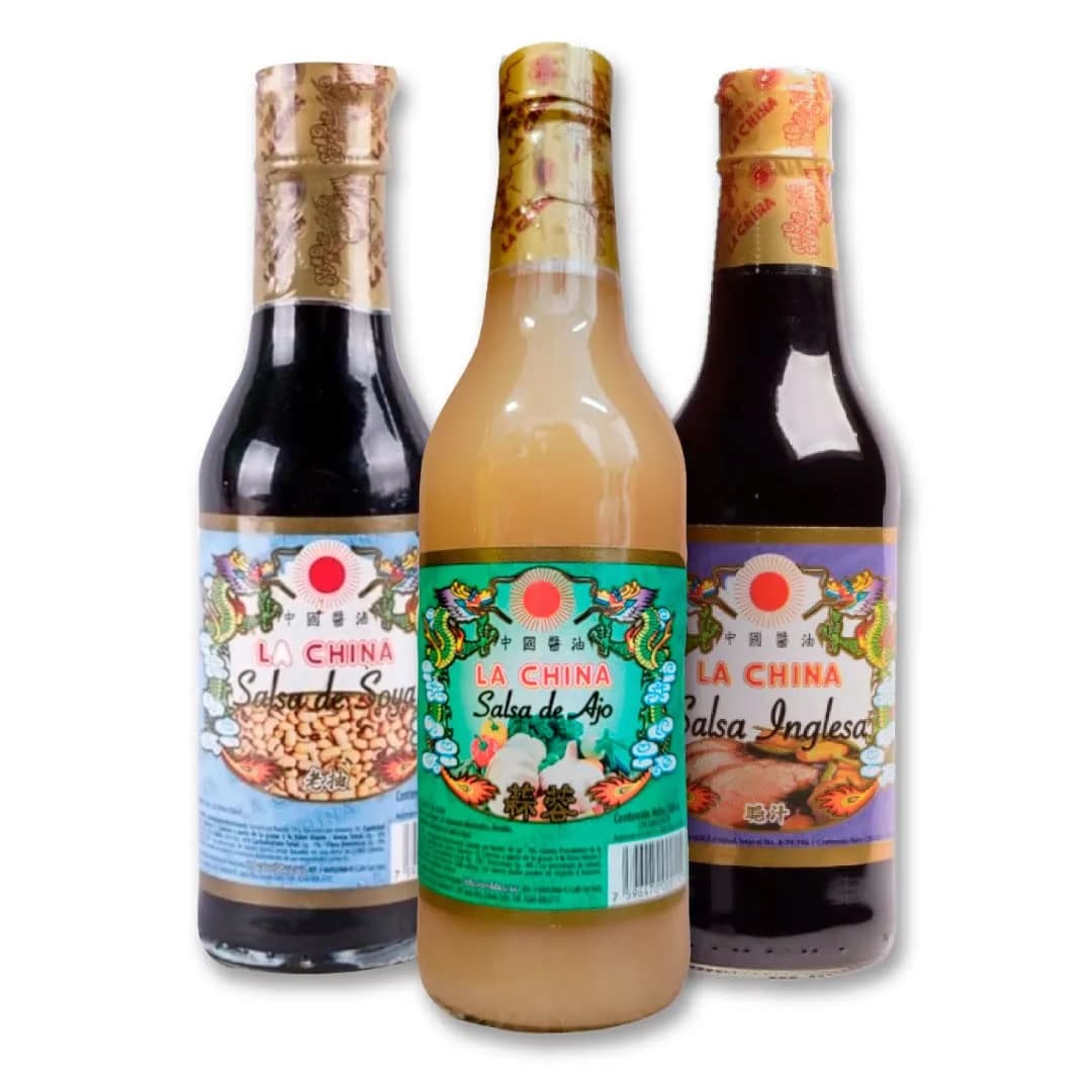 La China Set de Salsa Inglesa, Soya y de Ajo
