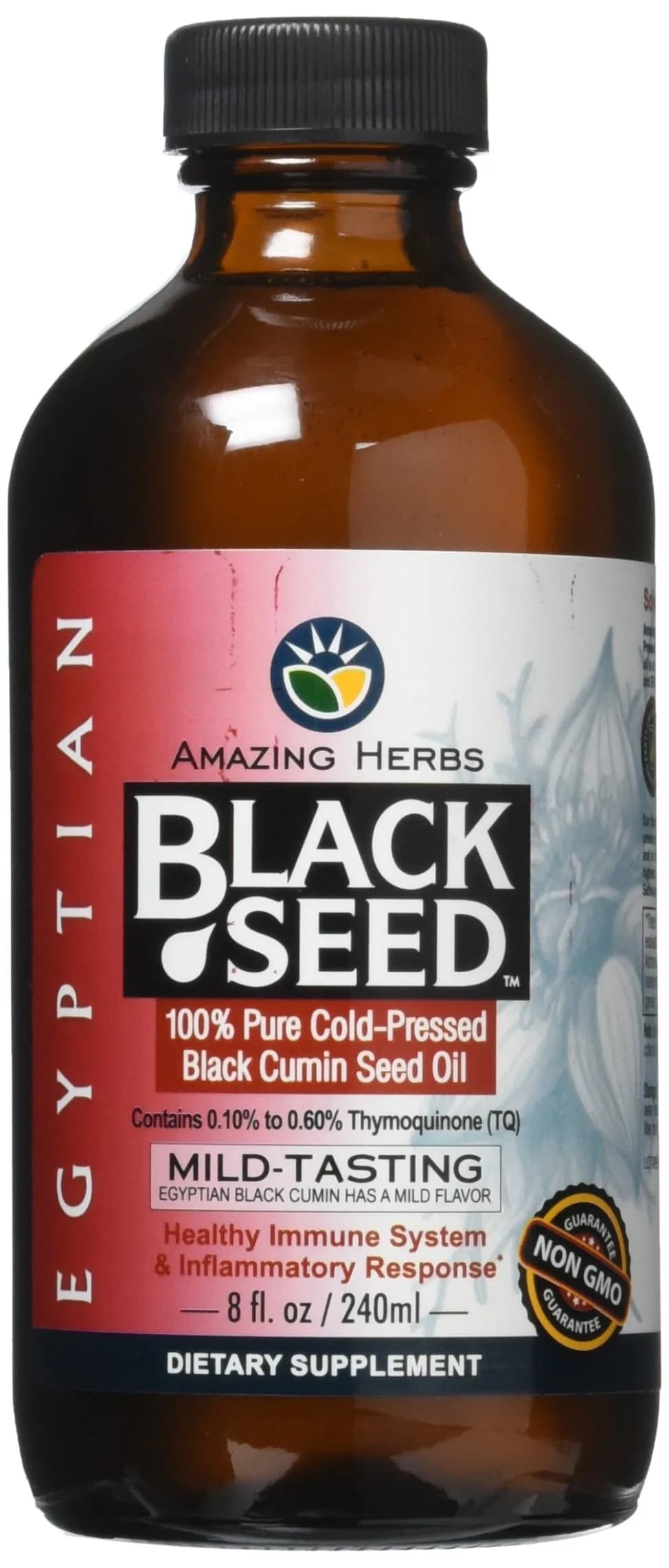 Amazing Herbs Egyptian Black Seed Oil, Cold-Pressed Nigella Sativa (8 oz)