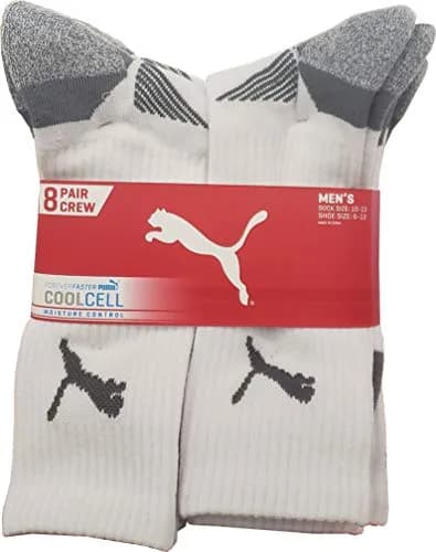 Calcetines Puma para Hombre con Control de Humedad, Gris (8 Pares)