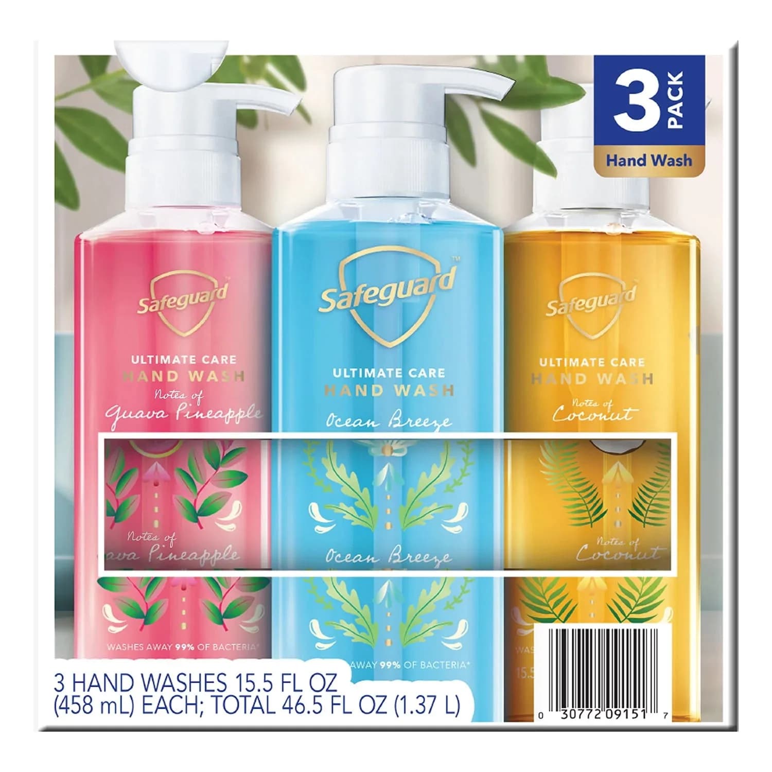 Safeguard Ultimate Care Liquid Hand Wash, Variety Pack, 15.5 fl oz (Pack of 3)