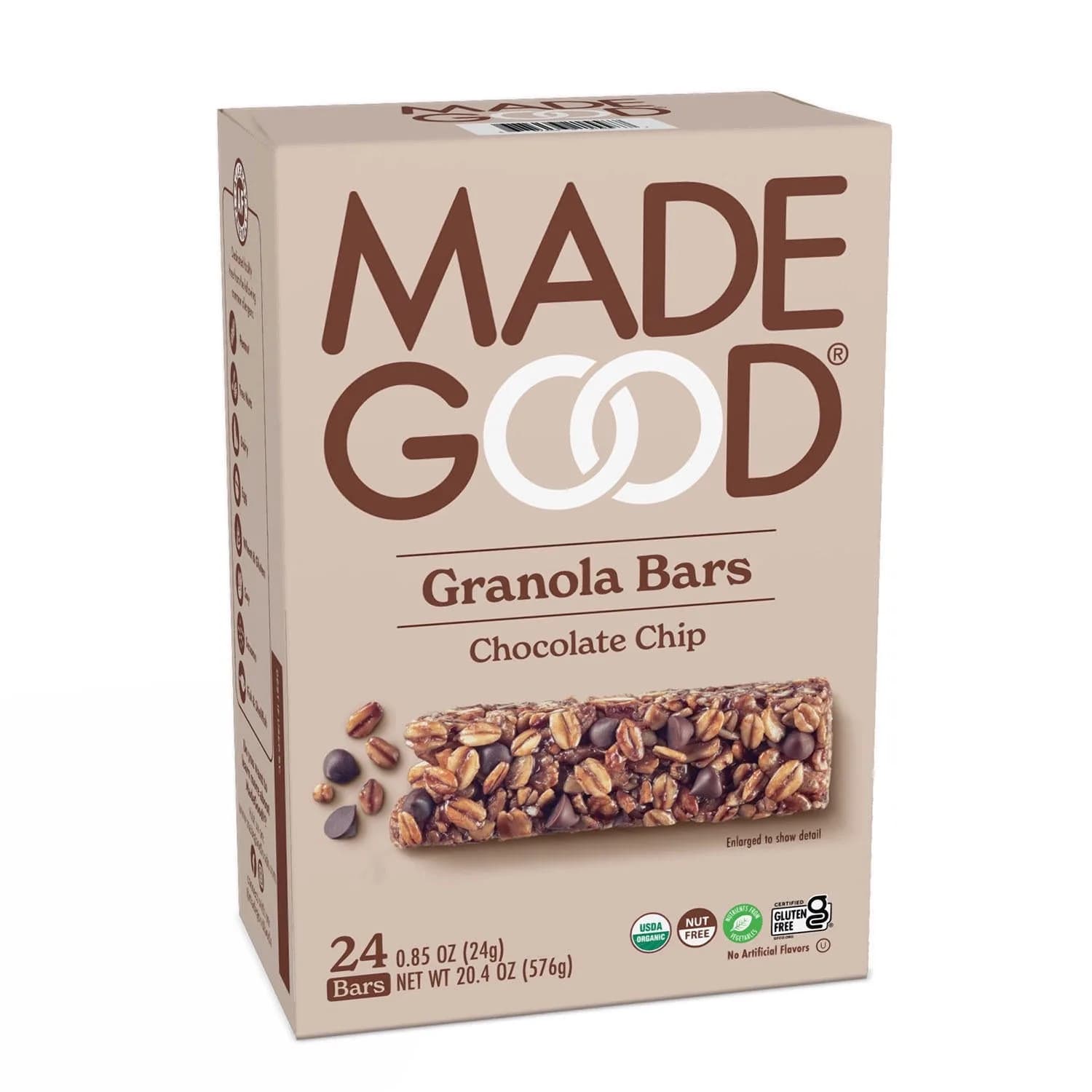 Barras de Granola MadeGood con Chispas de Chocolate, Sin Gluten, 0.85 oz, 24 Unidades