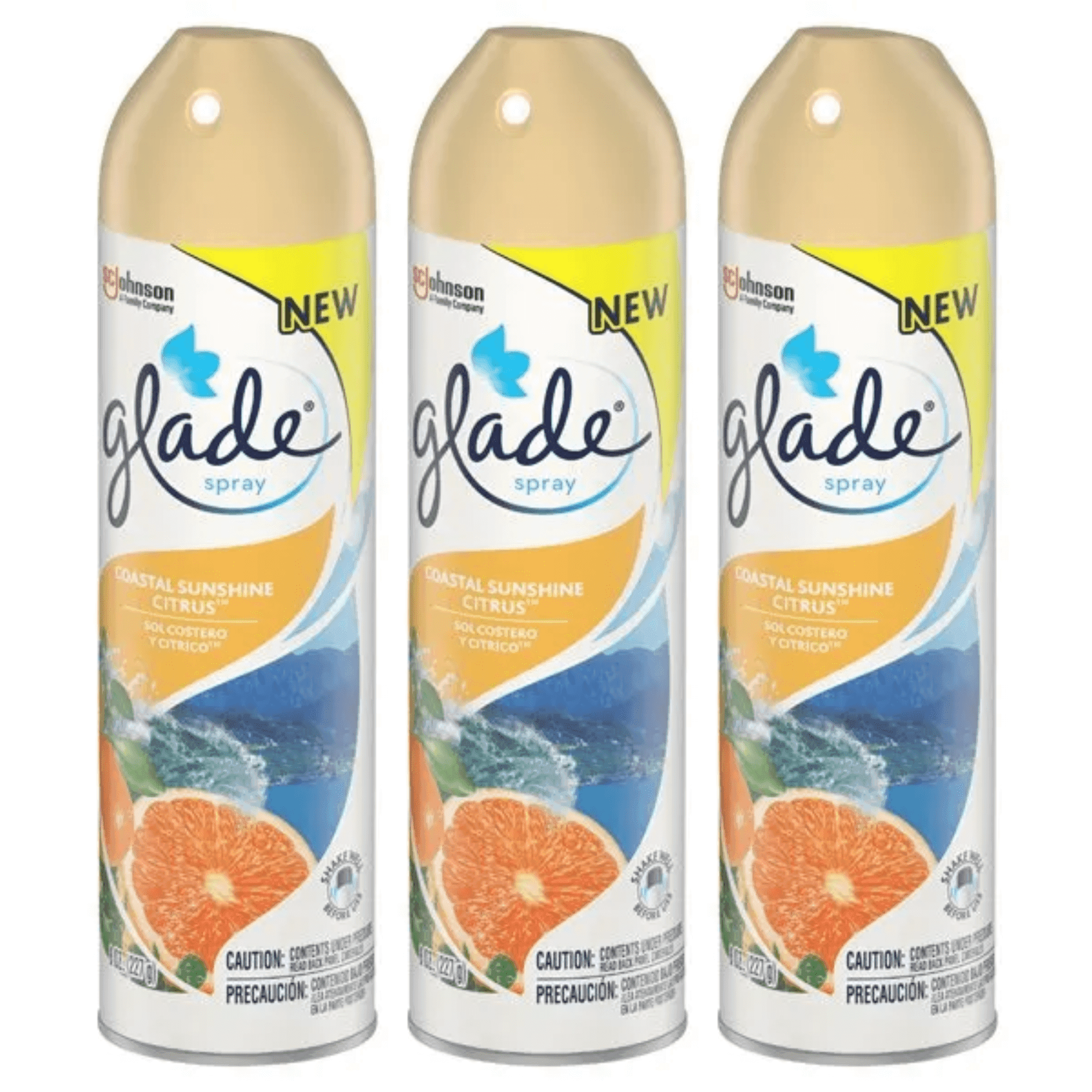 Glade Coastal Sunshine Citrus Air Freshener Spray, 8 oz (Pack of 3)