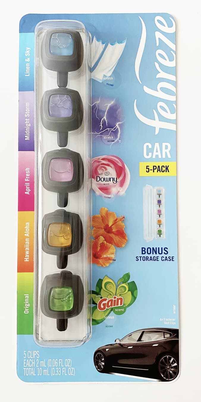 Febreze Car Air Freshener Vent Clips, Gain Scent, 5-Pack