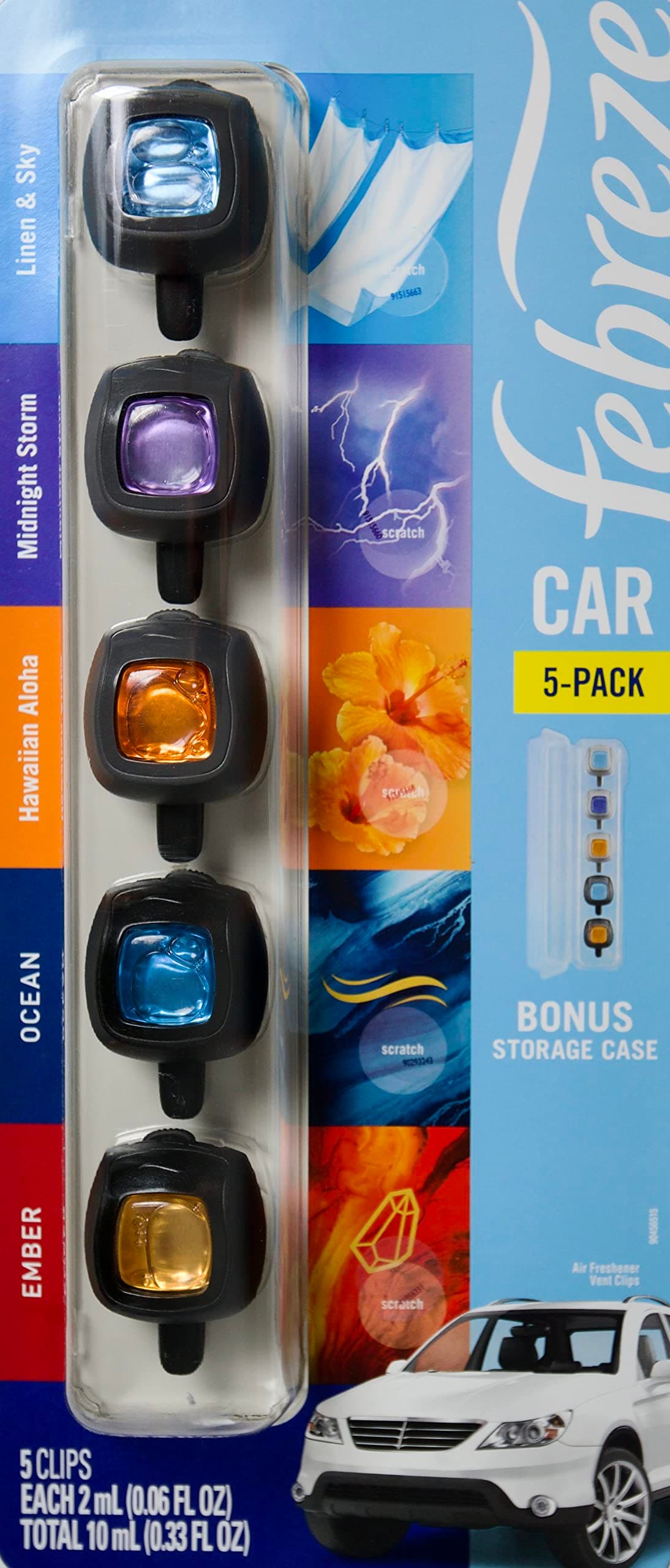 Febreze Car Vent Clip Air Freshener, Mixed Scents, 5 Count