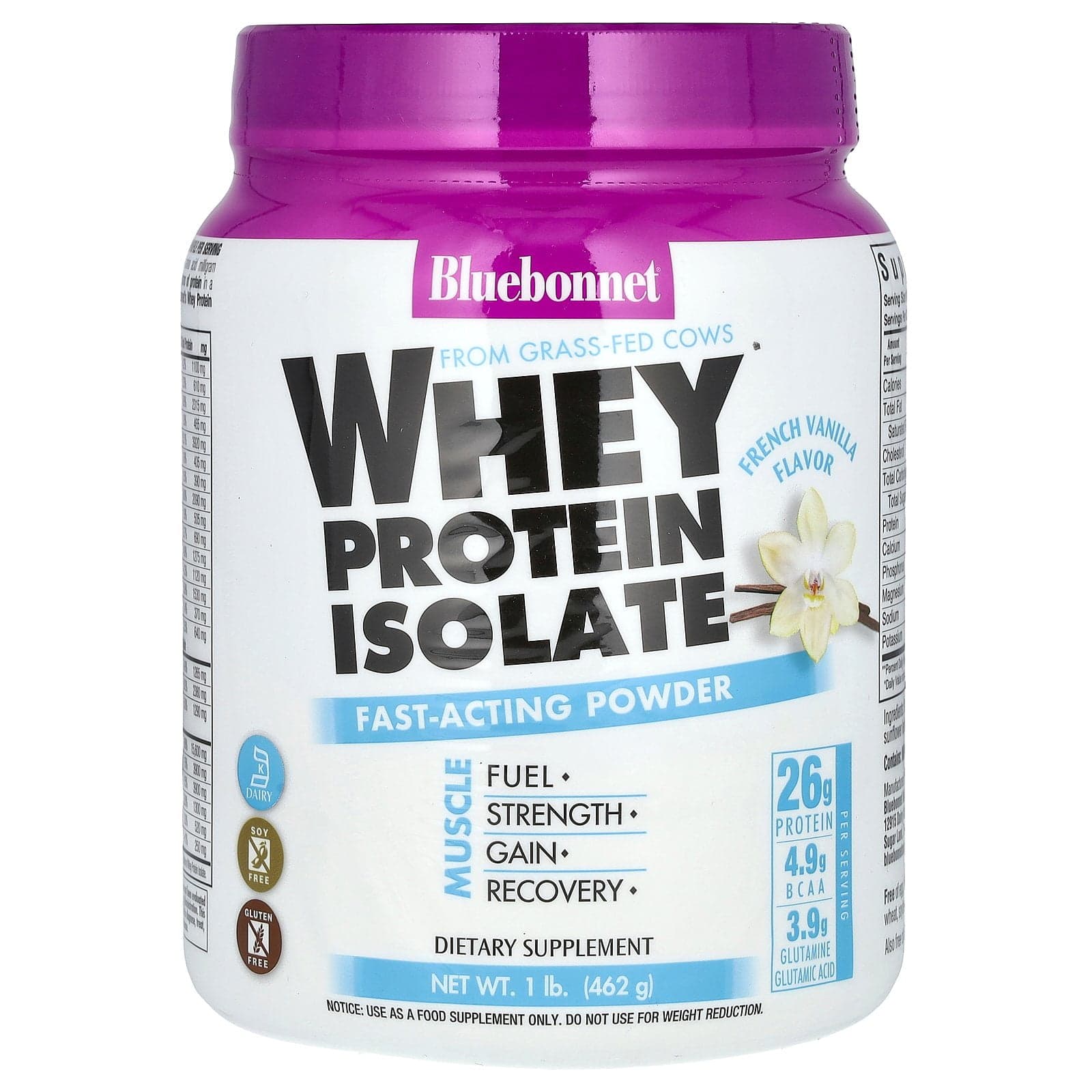 Bluebonnet Whey Protein Isolate Powder, French Vanilla, 1 lb