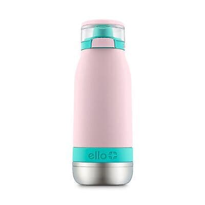 Ello Emma Kids Stainless Steel Water Bottle with Straw, 14 oz, Cotton Candy
