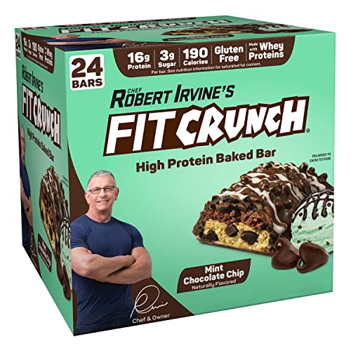 FITCRUNCH Protein Bar, Snack Size Protein Bar, Gluten Free, Value Pack (24 Snack Size Bars, Mint Chocolate Chip)