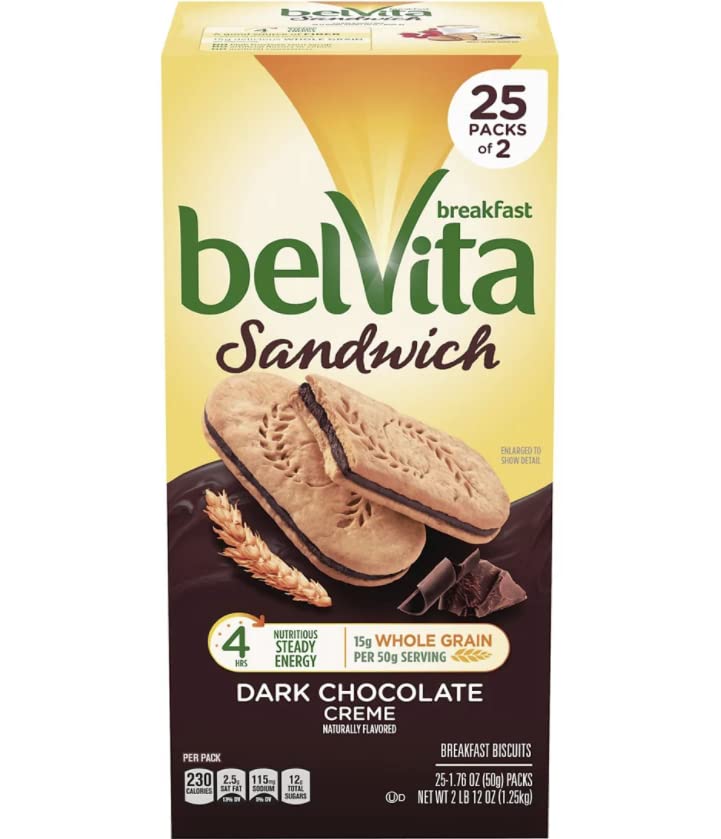 Belvita Dark Chocolate Creme Breakfast Sandwich, 25 ct. (pack of 2)
